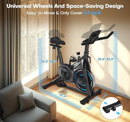 Exercise Bike, CHAOKE Quiet Magnetic Resistance 300LB Capacity Stationary Bike for Home with App