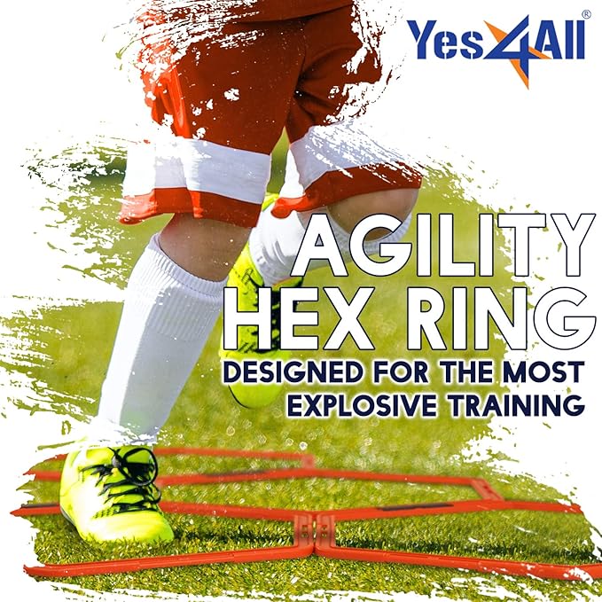 Yes4All Hex Agility Rings/Speed Rings with Carrying Bag – Hexagon Rings, Agility Hurdles for