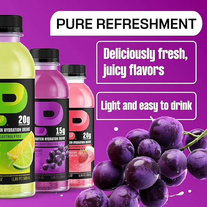 Protein2o Hydration Drink - 2-in-1 Liquid Clear Whey Protein Isolate and Electrolyte Drink - 15g
