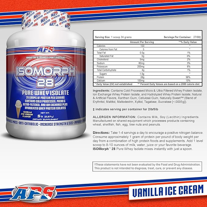 APS Nutrition Isomorph 28 Protein Powder | Pure Whey Isolate | Cold Pressed, Ultra- Filtered, & Ion