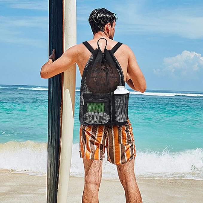 Mildbeer Large Drawstring Backpack for Men Women Athletic Gym Sports Workout Beach Swimming