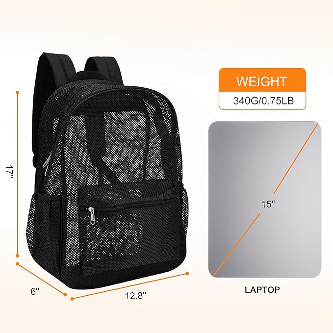 Oraben Duty Mesh Backpacks for Adults,See Through Backpack for Swimming Work Outdoor, Diving