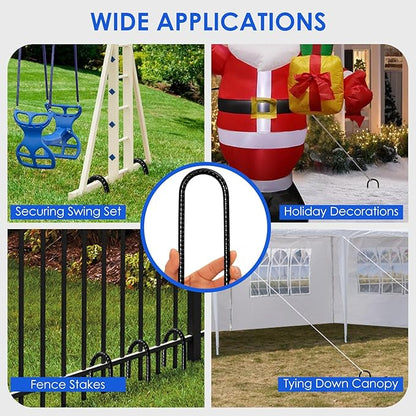 Trampoline Stakes 12 inches 10-Pack U Stake for Ground Heavy Duty Trampoline Anchors High Wind