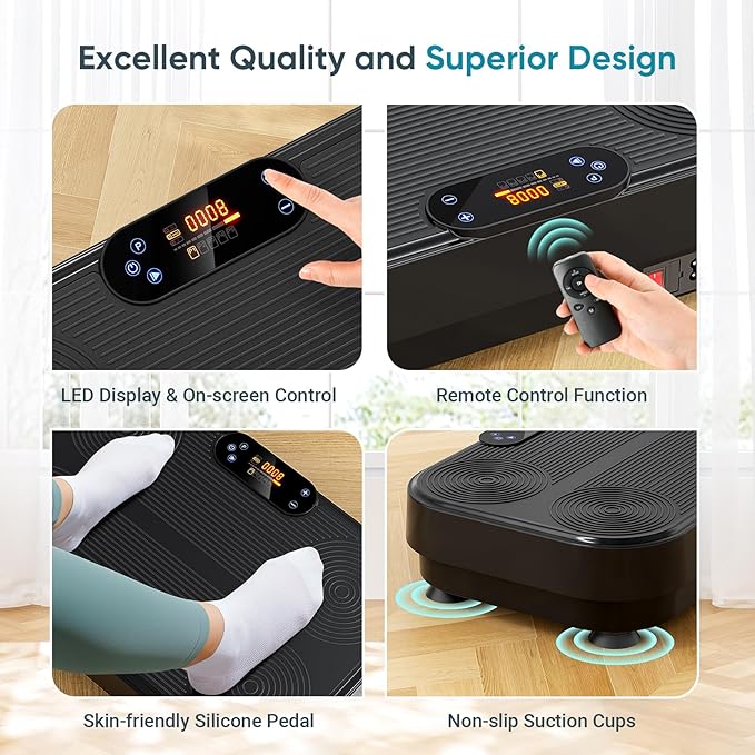 Dripex Vibration Plate Exercise Machine, Power Vibrating Plate for Lymphatic Drainage Weight Loss