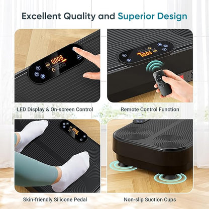 Dripex Vibration Plate Exercise Machine, Power Vibrating Plate for Lymphatic Drainage Weight Loss