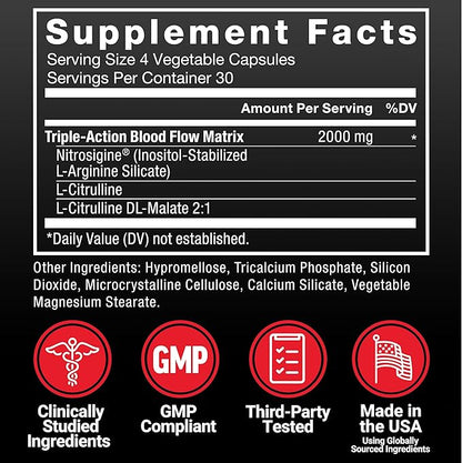 FORCE FACTOR Nitric Oxide Booster, Fast-Acting Formula with L-Arginine, Boosts Nitric Oxide Levels