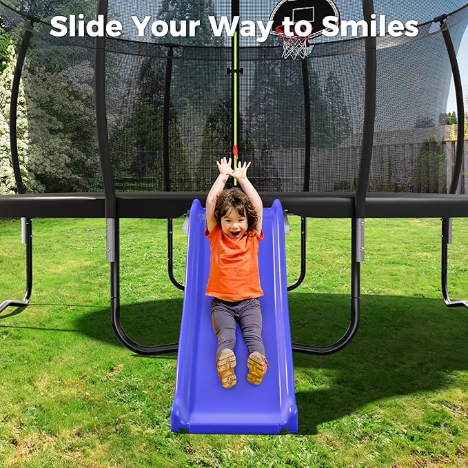 Plastic Trampoline Slide for 8-16FT, Heavy Duty Outdoor Slide for Trampoline, Safe Trampoline