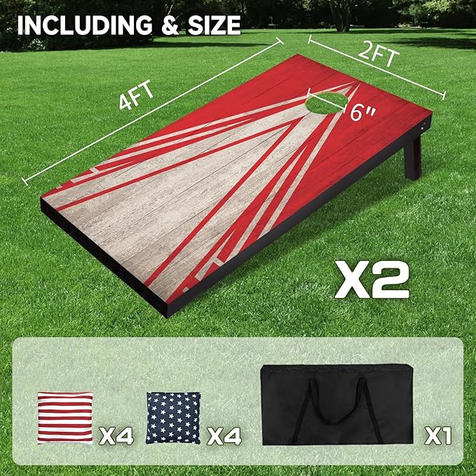 Cornhole Board Set with Carrying Bags & 8 Bean Bags Corn Hole Boards Bean Toss Game for Adults