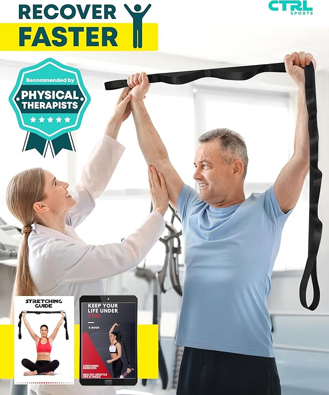Stretching Strap Non Elastic Yoga Strap with Loops - Stretching Band for Physical Therapy, Stretch