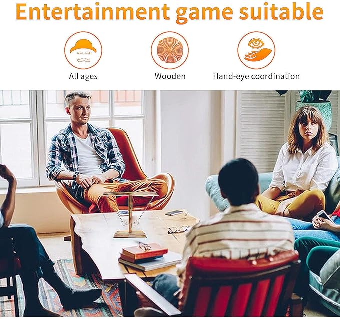 Hook and Ring Game Handmade Wooden Toss Game for Kids and Adults,Yard Games,Toss Game for