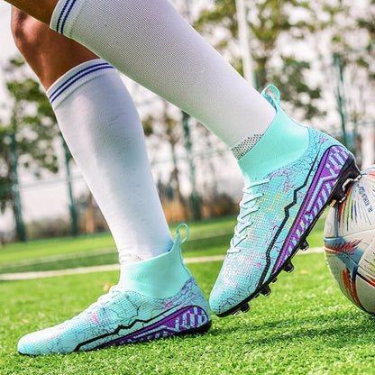 Soccer Cleats Mens Football Cleats Professional Soccer Shoes High-Tops Non-Slip Spikes for Big Boys