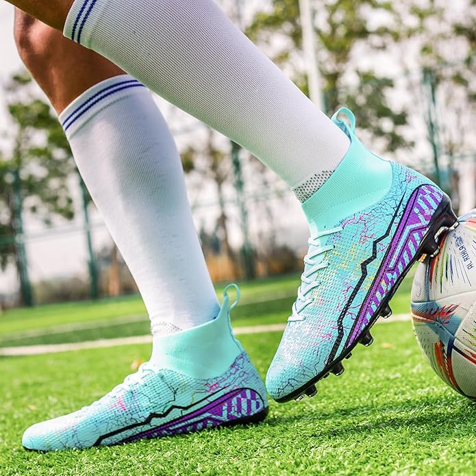 Soccer Cleats Mens Football Cleats Professional Soccer Shoes High-Tops Non-Slip Spikes for Big Boys