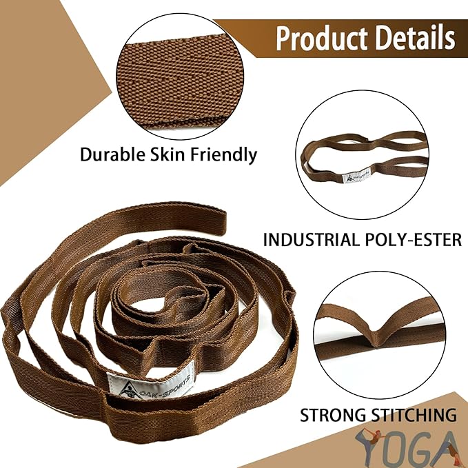 Stretching Strap Yoga Strap with Loops, Stretch Straps for Physical Therapy, Non-Elastic Exercise