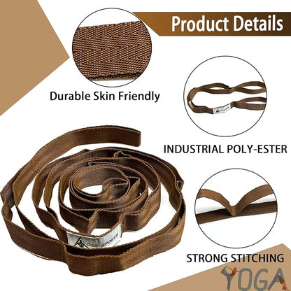 Stretching Strap Yoga Strap with Loops, Stretch Straps for Physical Therapy, Non-Elastic Exercise