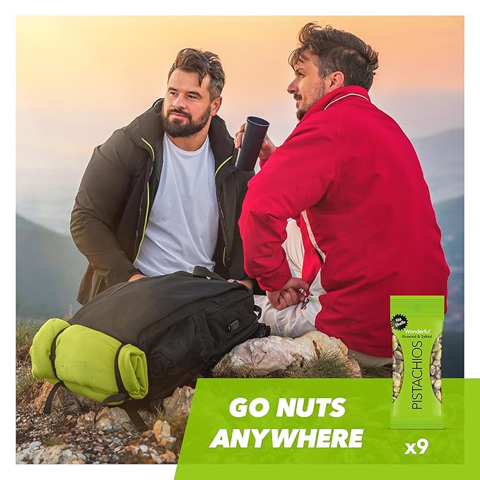 Wonderful Pistachios No Shells, Roasted & Salted Nuts, 0.75 Ounce Bag (Pack of 9), Protein Snacks