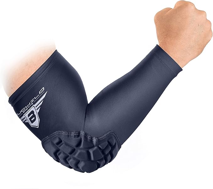 Bucwild Sports B Padded Elbow Arm Sleeves for Basketball Football Volleyball Youth & Adult Size