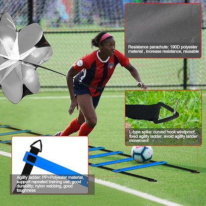 24Pcs Soccer Agility Training Equipment Set Ultimate Agility Poles Cones Ladder More for Quick