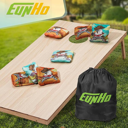 EunHo Cornhole Bags Regulation Dual Sided Set of 8, Professional Cornhole Bean Bags Slick & Sticky