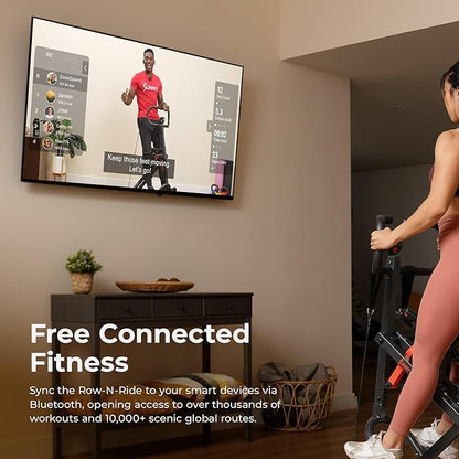 Sunny Health & Fitness Row-N-Ride PRO, Full Body Combo Squat Machine w/Optional Resistance Band