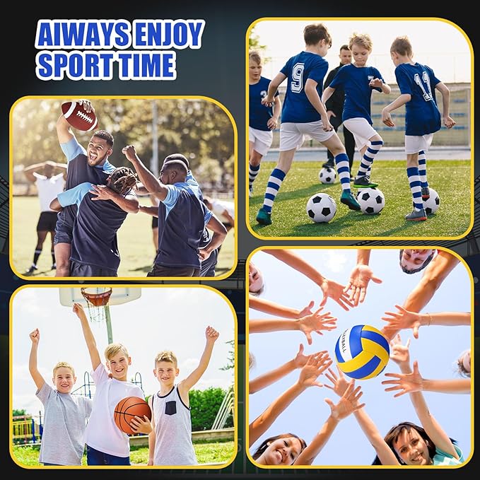 8 Pcs Sports Balls Set Include Basketball Football Soccer Volleyball with 2 Sport Equipment Bags 2