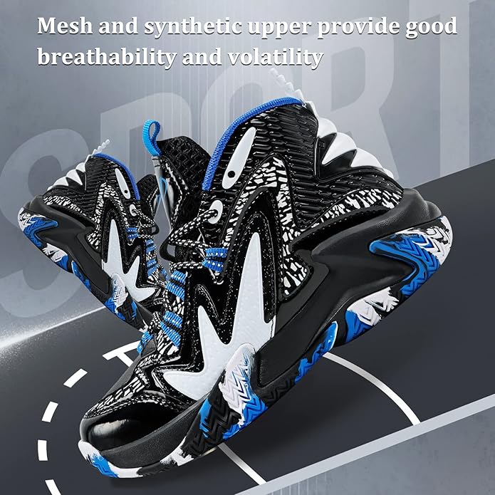 VITUOFLY Kids Basketball Shoes Boys Air Cushion Sneakers Girls Mid Top School Hoops Shoes Non-Slip
