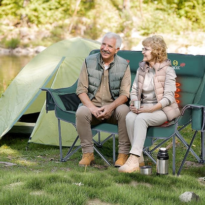 Nice C Heated Camping Chair with Battery, Heated Double Camping Couch, Oversized Thick Padded