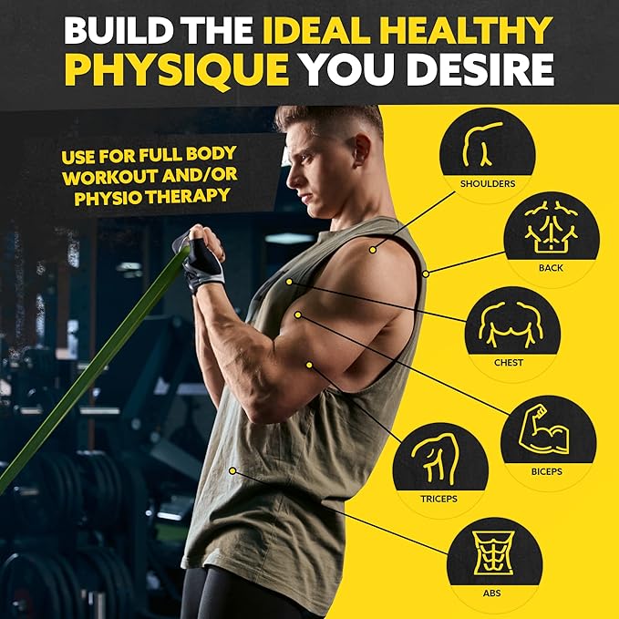Long Resistance Bands for Working Out Men and Women - Set of 5 Pull-Up Bands, Rubber Handles and