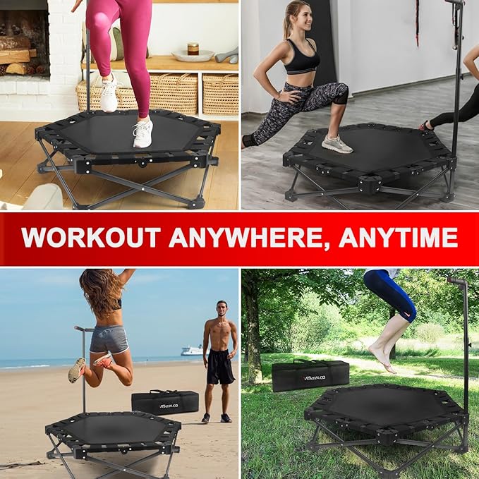 Foldable Mini Trampoline — One-Step Fold & Open, 42" Rebounder Trampoline for Adults & Kids, 450lbs
