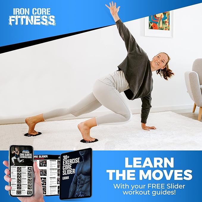 Core Sliders for Working Out, Dual Sided Exercise Gliding Discs for Use on All Surfaces, Ultimate