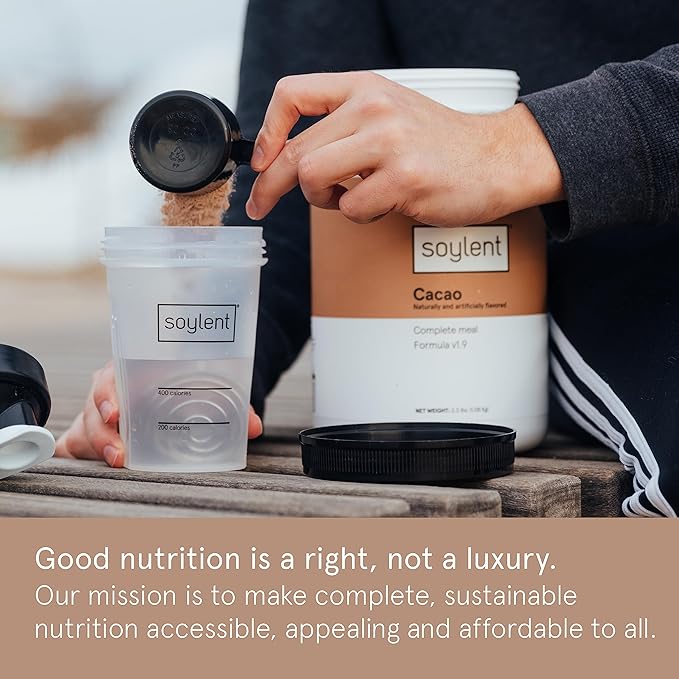 Soylent Complete Nutrition Meal Replacement Protein Powder, Cacao - Plant Based Vegan Protein, 39