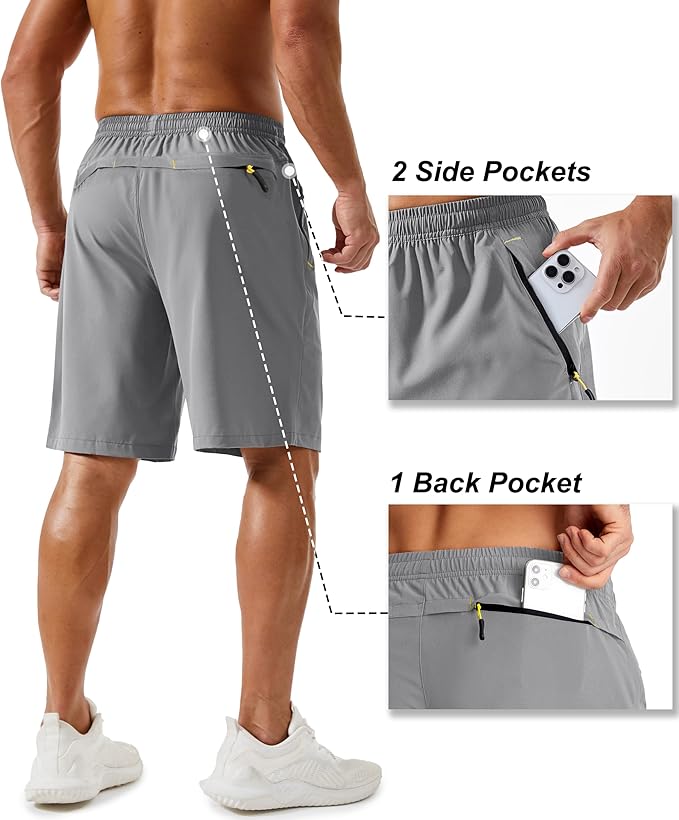 TACVASEN Men's Running Athletic Shorts 9" Quick Dry Workout Gym Shorts Lightweight Summer Shorts 3