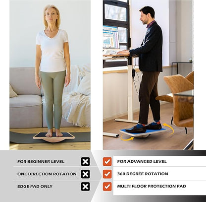 Multi-Optional Wooden Balance Board for all kind of balance tranning, Extra-Large Anti-Slip Wobble