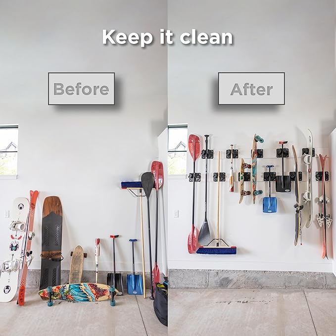 Ultimate Ski & Snowboard Wall Rack | Secure, Non-Slip Storage | Fits Any Ski/Board | Garage