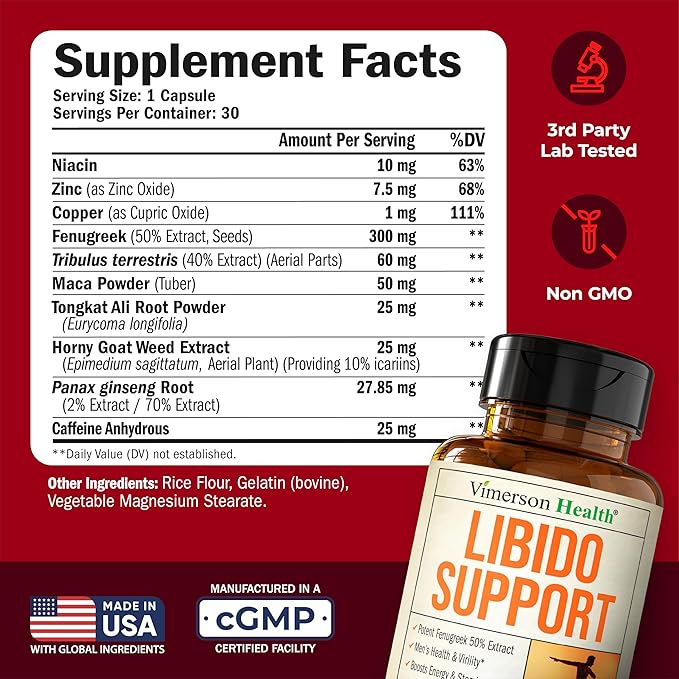 Testosterone Supplement for Men ??Libido Support: Maca Root, Fenugreek, Tongkat Ali, Horny Goat