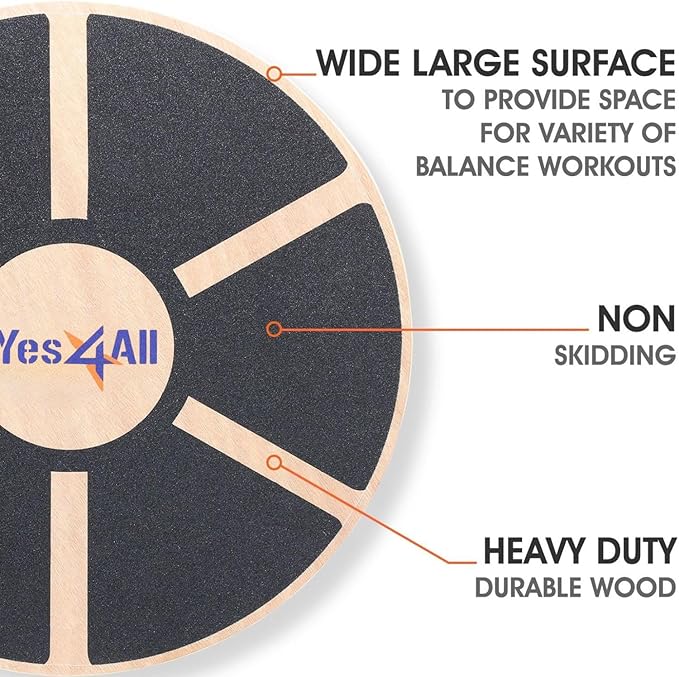 Yes4All Versatile Wooden Wobble Balance Board, Balance Trainer for Mobility Training, Standing