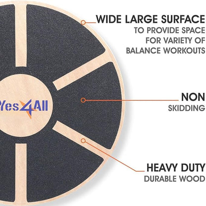 Yes4All Versatile Wooden Wobble Balance Board, Balance Trainer for Mobility Training, Standing