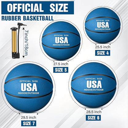 Jenaai 6 Pcs Rubber Basketballs Official Size Bulk Streetballs Multicolor Basket Balls with Pump