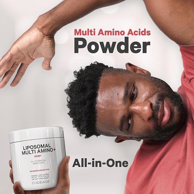 Codeage Liposomal Multi Amino Powder Supplement - BCAA & EAA Supplement All 9 Essential Amino