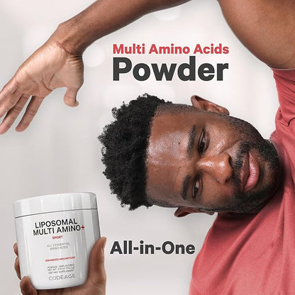 Codeage Liposomal Multi Amino Powder Supplement - BCAA & EAA Supplement All 9 Essential Amino