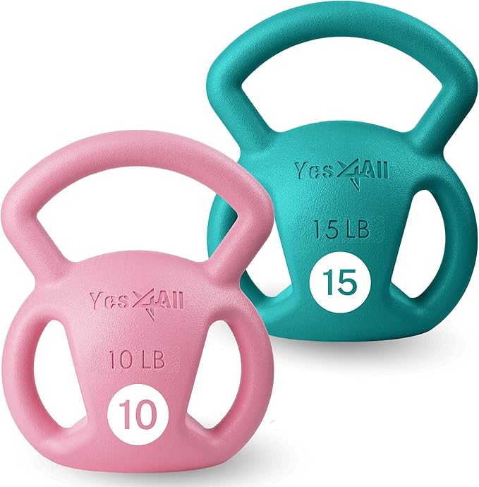 Yes4All Kettlebell, Strength Training Kettlebells for Women, Wide Multi-grip Textured Handle for