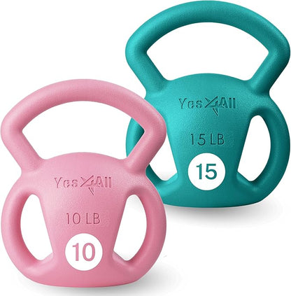 Yes4All Kettlebell, Strength Training Kettlebells for Women, Wide Multi-grip Textured Handle for