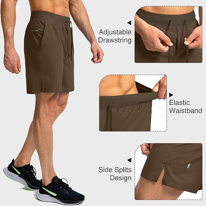 Men's Running Shorts with Zipper Pockets 9 Inch/ 7 Inch / 5 Inch Lightweight Quick Dry Gym Workout