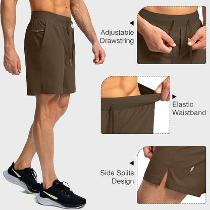 Men's Running Shorts with Zipper Pockets 9 Inch/ 7 Inch / 5 Inch Lightweight Quick Dry Gym Workout