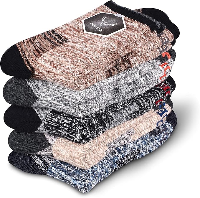 FEIDEER Men's Walking Hiking Socks, Wicking Cushion Quarter Crew Socks for Mens Outdoor Sports
