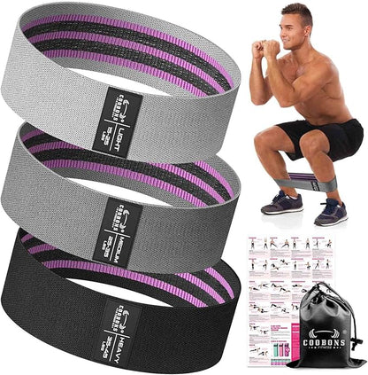 Fabric Resistance Bands for Working Out - Exercise Bands for Women and Men, Booty Bands for Legs