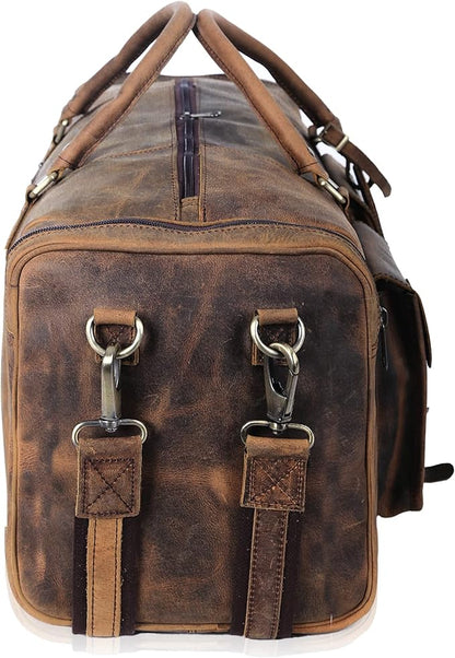 KomalC 28 inch Duffel Bag Travel Sports Overnight Weekend Leather Duffle Bag for Gym Sports Cabin