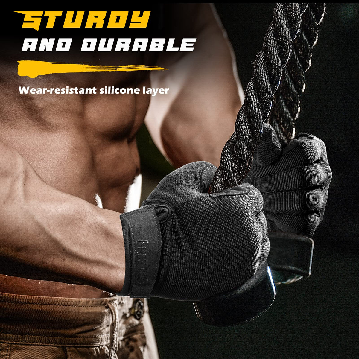 FREETOO Full-Finger Workout Gloves for Men, Padded Gym Gloves with Grip