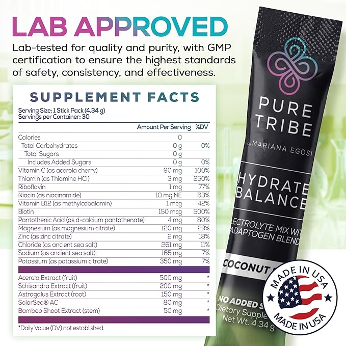 Electrolytes Powder Packets - Sugar Free Hydration Powder Drink Mix Loaded with 6 B Vitamins &