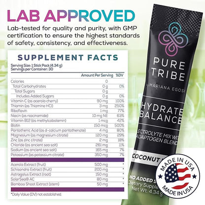Electrolytes Powder Packets - Sugar Free Hydration Powder Drink Mix Loaded with 6 B Vitamins &