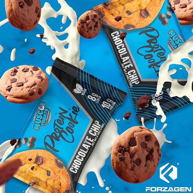 Forzagen Vegan Protein Cookies - Chocolate Chip Flavor | Low Carb Protein Treats, Healthy Snacks